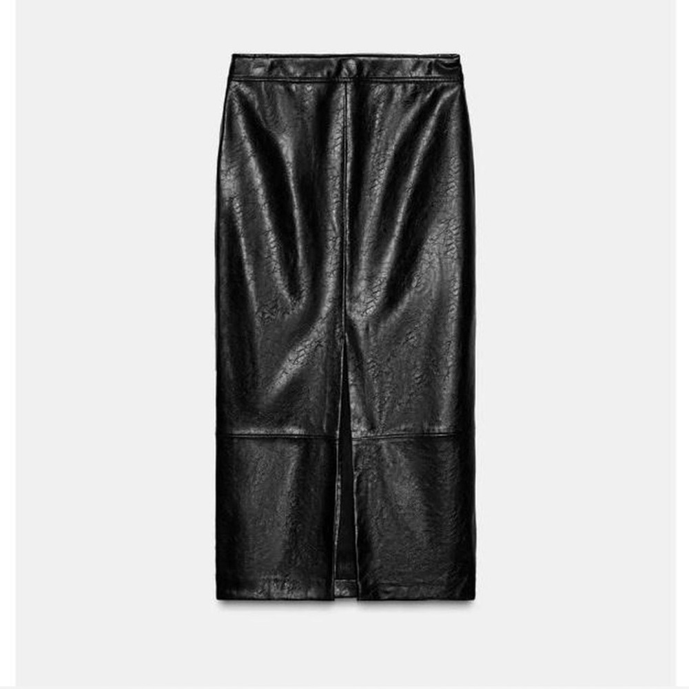 Zara FAUX LEATHER MIDI SKIRT